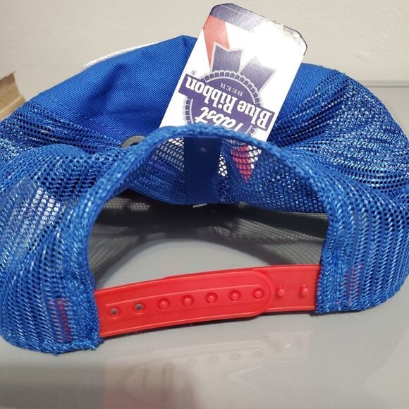 NWT Pabst Blue Ribbon Beer Cap Spell Out Logo Mesh SnapBack Trucker Baseball Hat - Picture 5 of 9